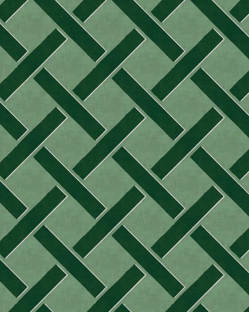 Criss Cross Lattice in Forest Green Wallpaper from Olive et Oriel where you can shop wallpaper and artworks online