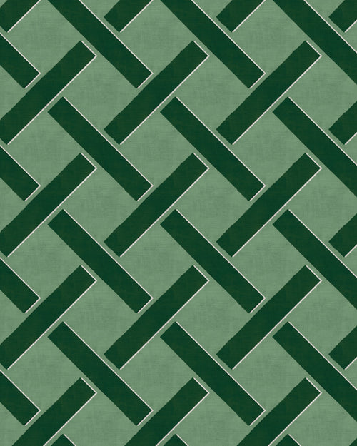 Criss Cross Lattice in Forest Green Wallpaper