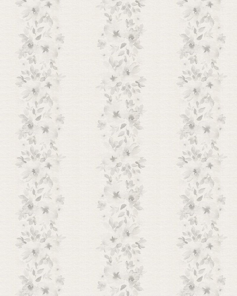 Flower Stripes in Soft Grey Wallpaper