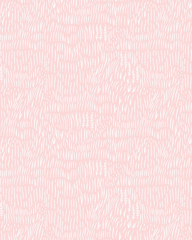 Whimsical Field in Soft Pink Wallpaper from Olive et Oriel where you can shop wallpaper and artworks online