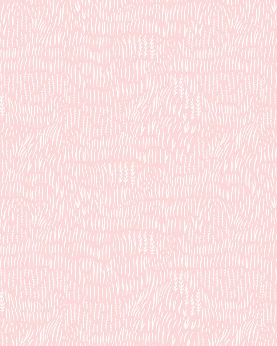 Whimsical Field in Soft Pink Wallpaper from Olive et Oriel where you can shop wallpaper and artworks online