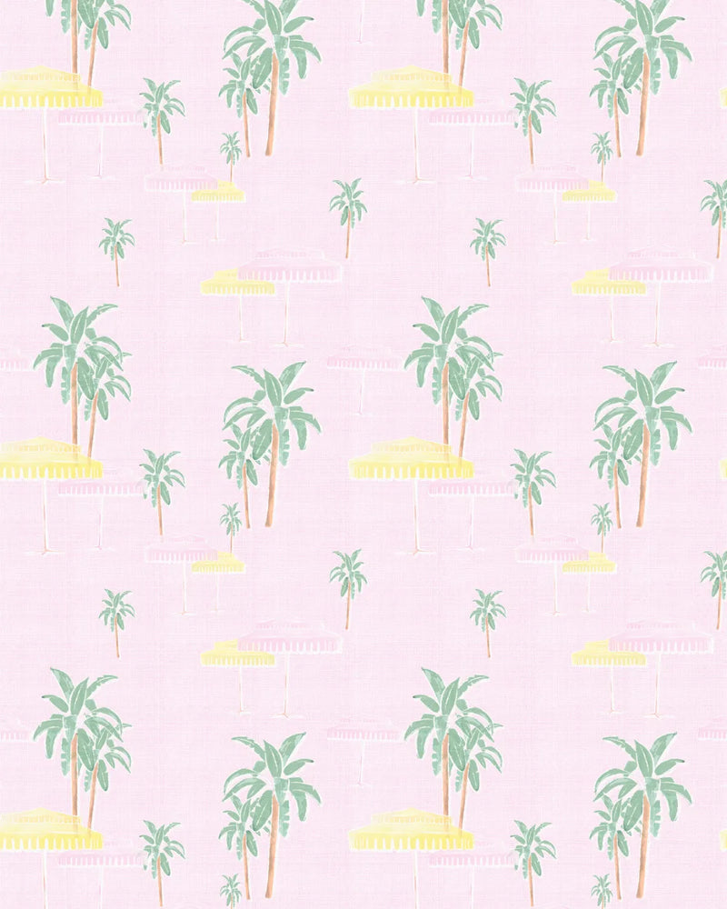 Pool Side Umbrellas Palm Springs Pink Wallpaper from Olive et Oriel where you can shop wallpaper and artworks online