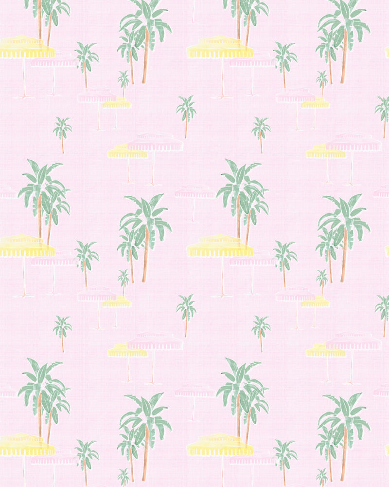 Pool Side Umbrellas Palm Springs Pink Wallpaper
