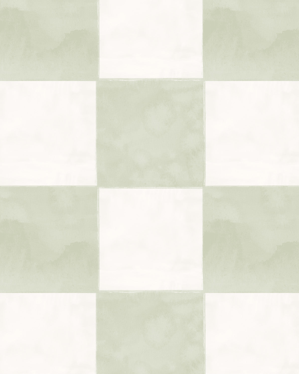 Large Watercolour Check Sage Green Wallpaper