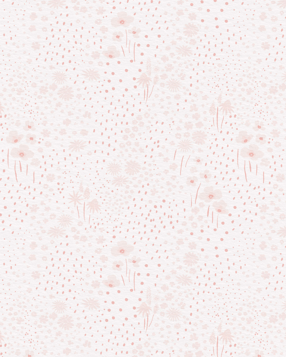 Dots & Flowers in Soft Pink Wallpaper