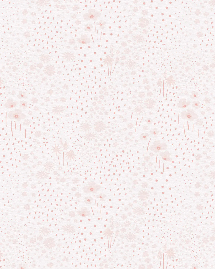 Dots & Flowers in Soft Pink Wallpaper from Olive et Oriel where you can shop wallpaper and artworks online