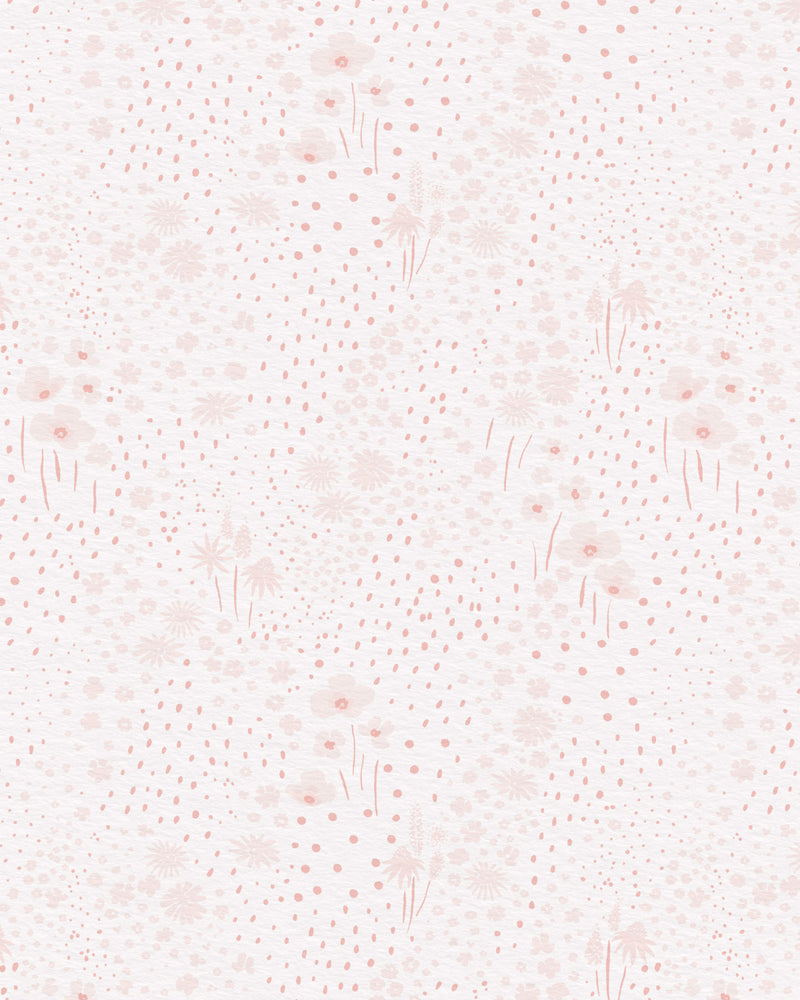 Dots & Flowers in Soft Pink Wallpaper