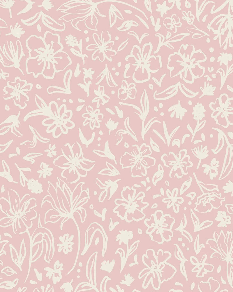 Florets Pink Wallpaper from Olive et Oriel where you can shop wallpaper and artworks online