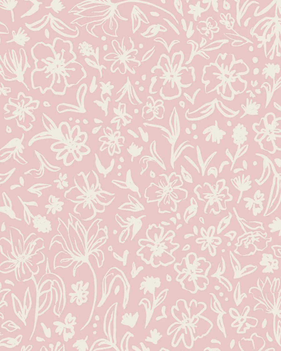 Florets Pink Wallpaper from Olive et Oriel where you can shop wallpaper and artworks online