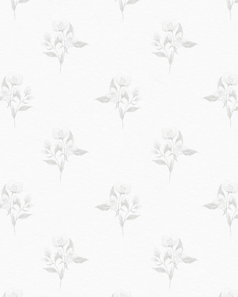 Homestead Flower Drop in Soft Grey Wallpaper from Olive et Oriel where you can shop wallpaper and artworks online
