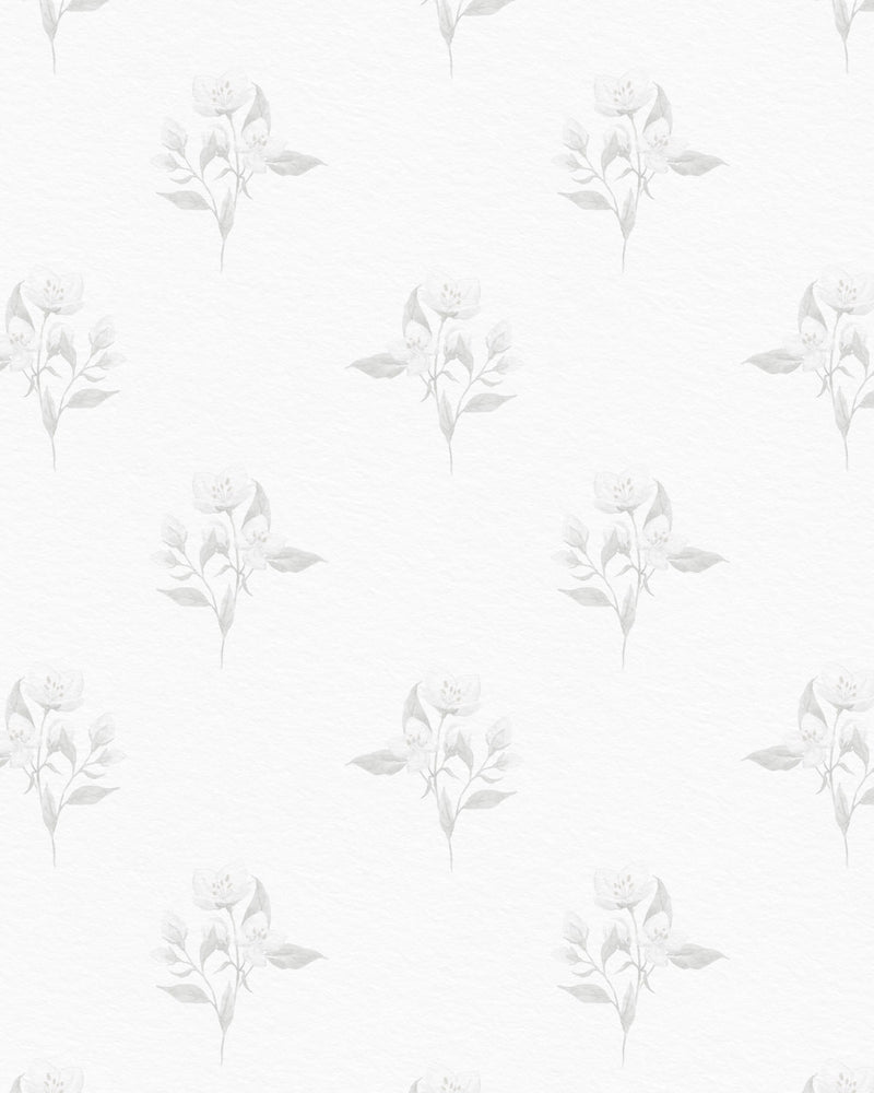 Homestead Flower Drop in Soft Grey Wallpaper