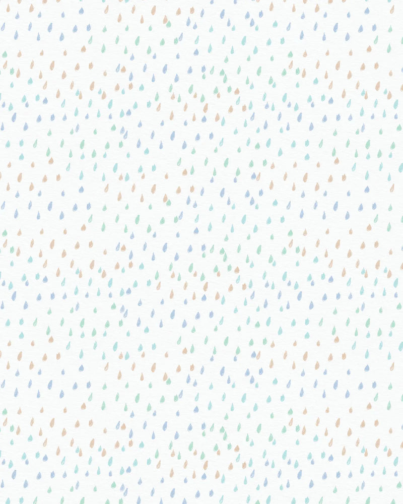 Fun Rain Drops Wallpaper from Olive et Oriel where you can shop wallpaper and artworks online