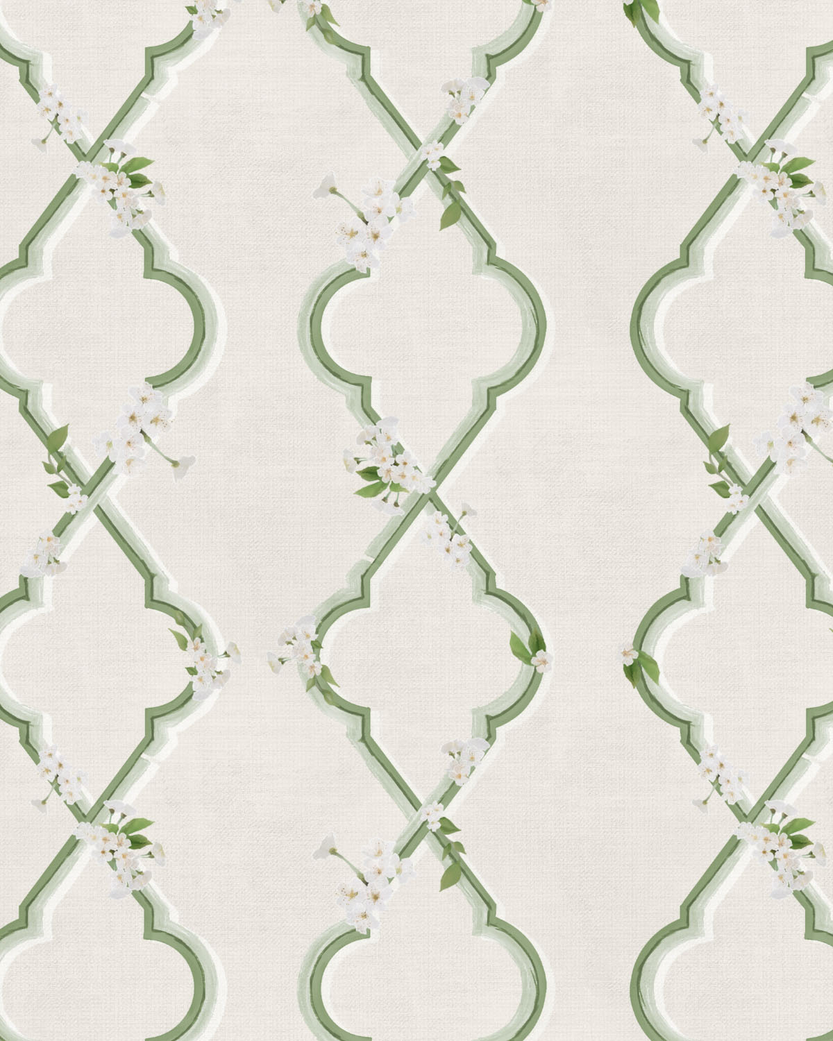 Country Garden Lattice in Forest Green Wallpaper