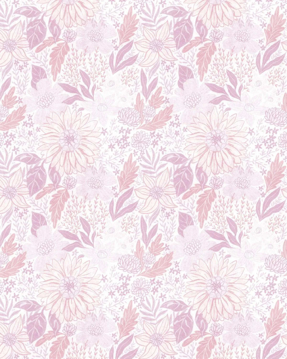 Botanical Sketch Pink Wallpaper from Olive et Oriel where you can shop wallpaper and artworks online
