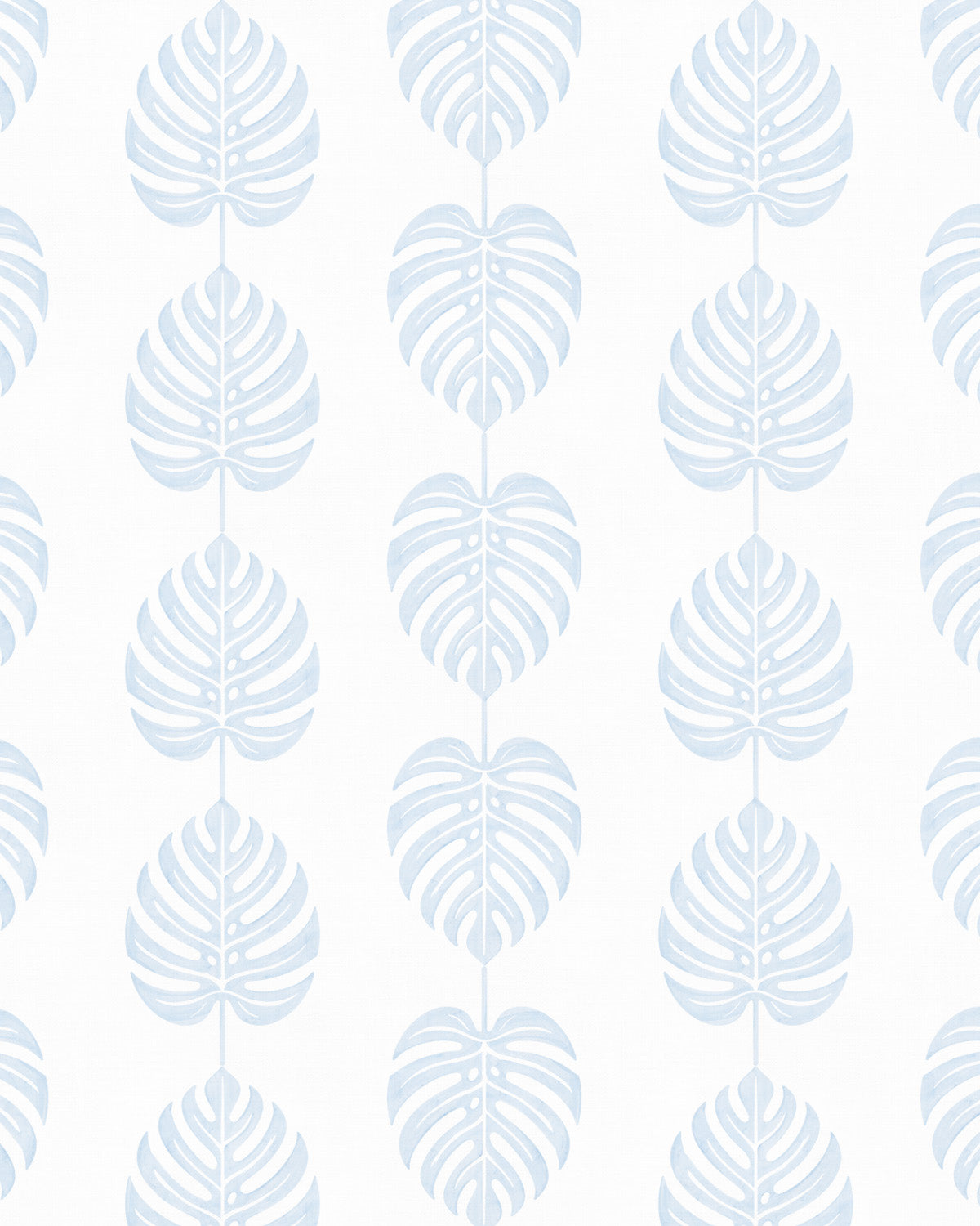 Monstera Stripe in Light Blue Wallpaper