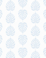 Monstera Stripe in Light Blue Wallpaper