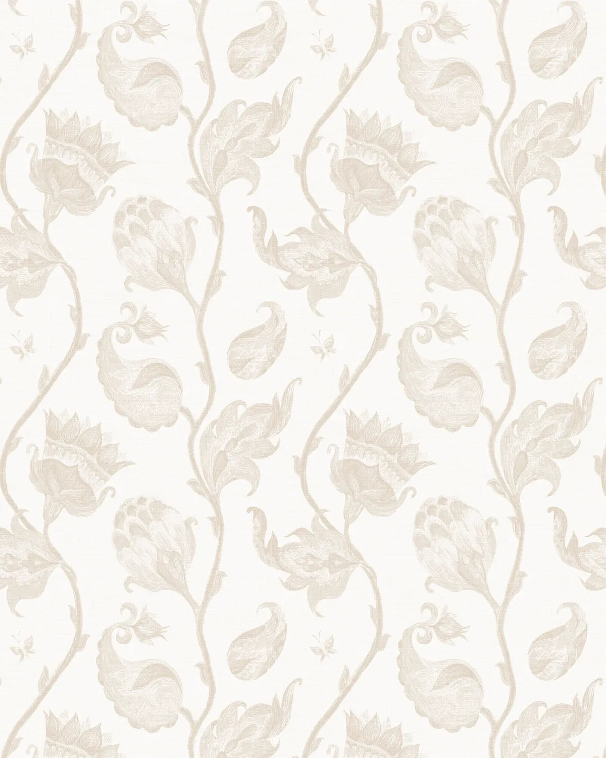 Classic Floral Vines Beige Wallpaper from Olive et Oriel where you can shop wallpaper and artworks online