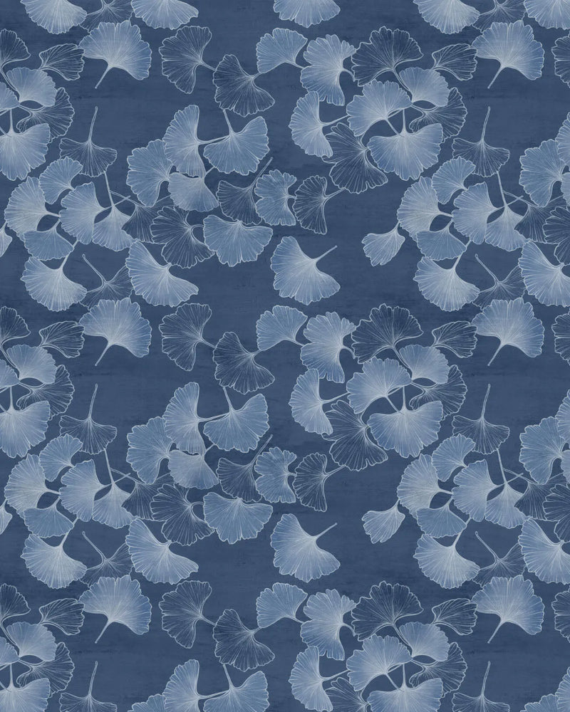 Ginkgo Leaf Navy Blue Wallpaper from Olive et Oriel where you can shop wallpaper and artworks online