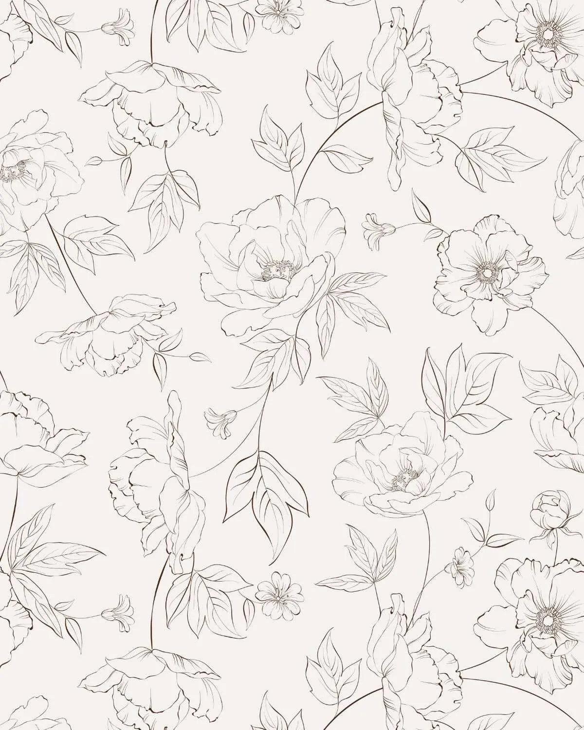 Sketched Peony Wallpaper-Wallpaper-Buy-Australian-Removable-Wallpaper-Now-In-Black-&-White-Wallpaper-Peel-And-Stick-Wallpaper-Online-At-Olive-et-Oriel-Custom-Made-Wallpapers-Wall-Papers-Decorate-Your-Bedroom-Living-Room-Kids-Room-or-Commercial-Interior