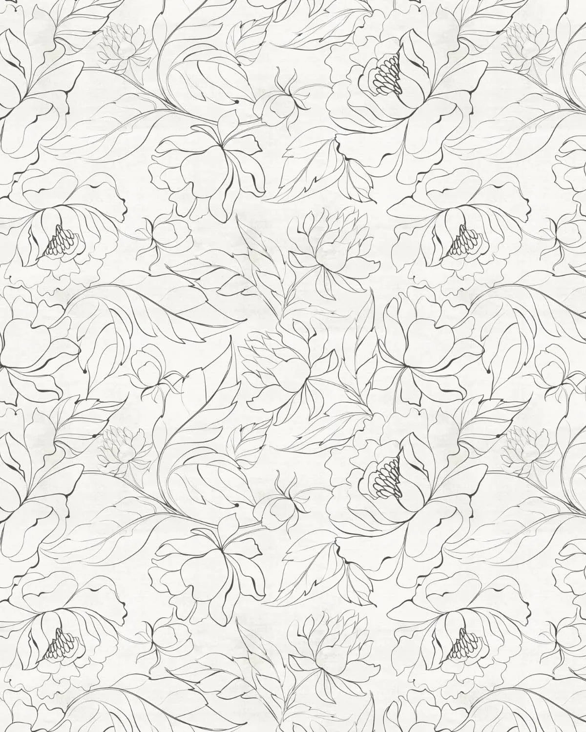 Sketchbook Florals Black & White Wallpaper from Olive et Oriel where you can shop wallpaper and artworks online