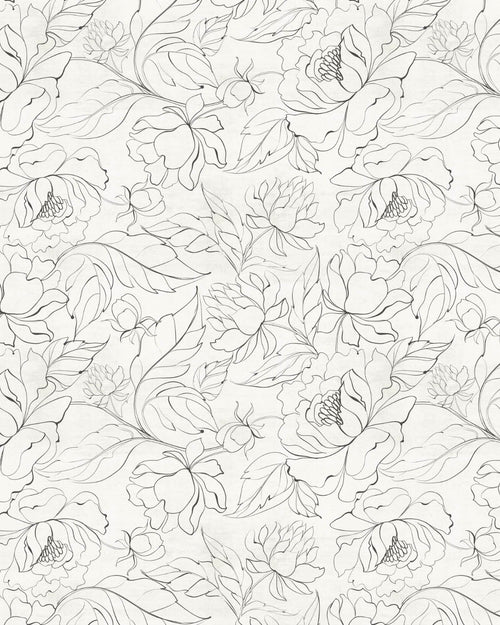 Sketchbook Florals Black & White Wallpaper