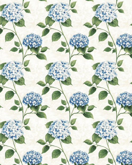 Garden Serenity in Light Blue Hydrangea Wallpaper