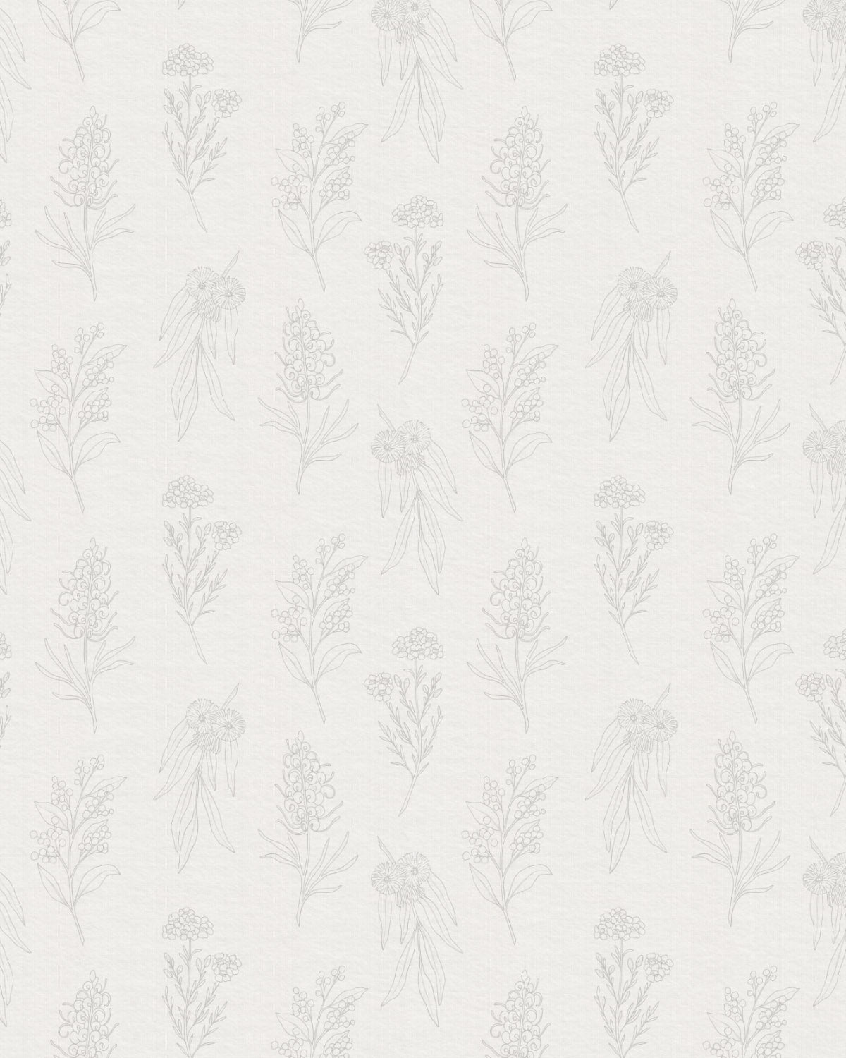 Native Wildflowers in Soft Grey Wallpaper