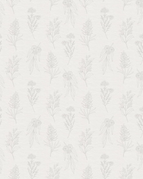 Native Wildflowers in Soft Grey Wallpaper