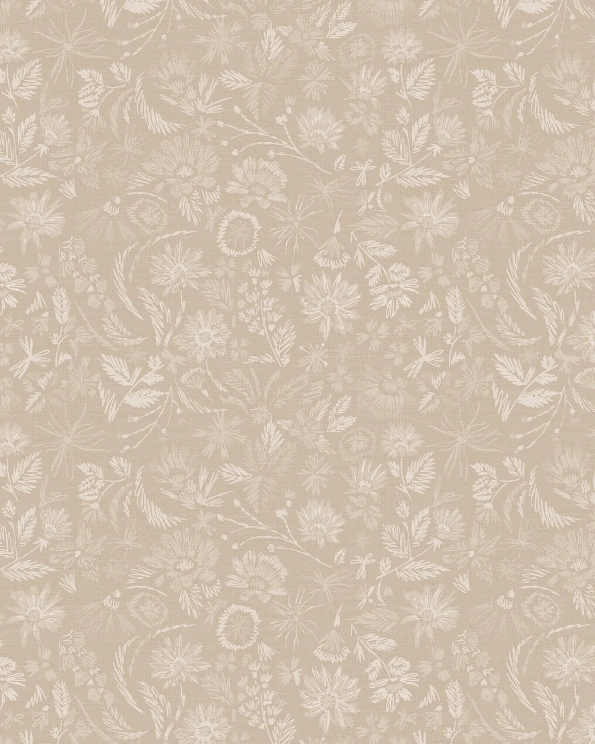 Sketchbook Flora Tan Wallpaper from Olive et Oriel where you can shop wallpaper and artworks online