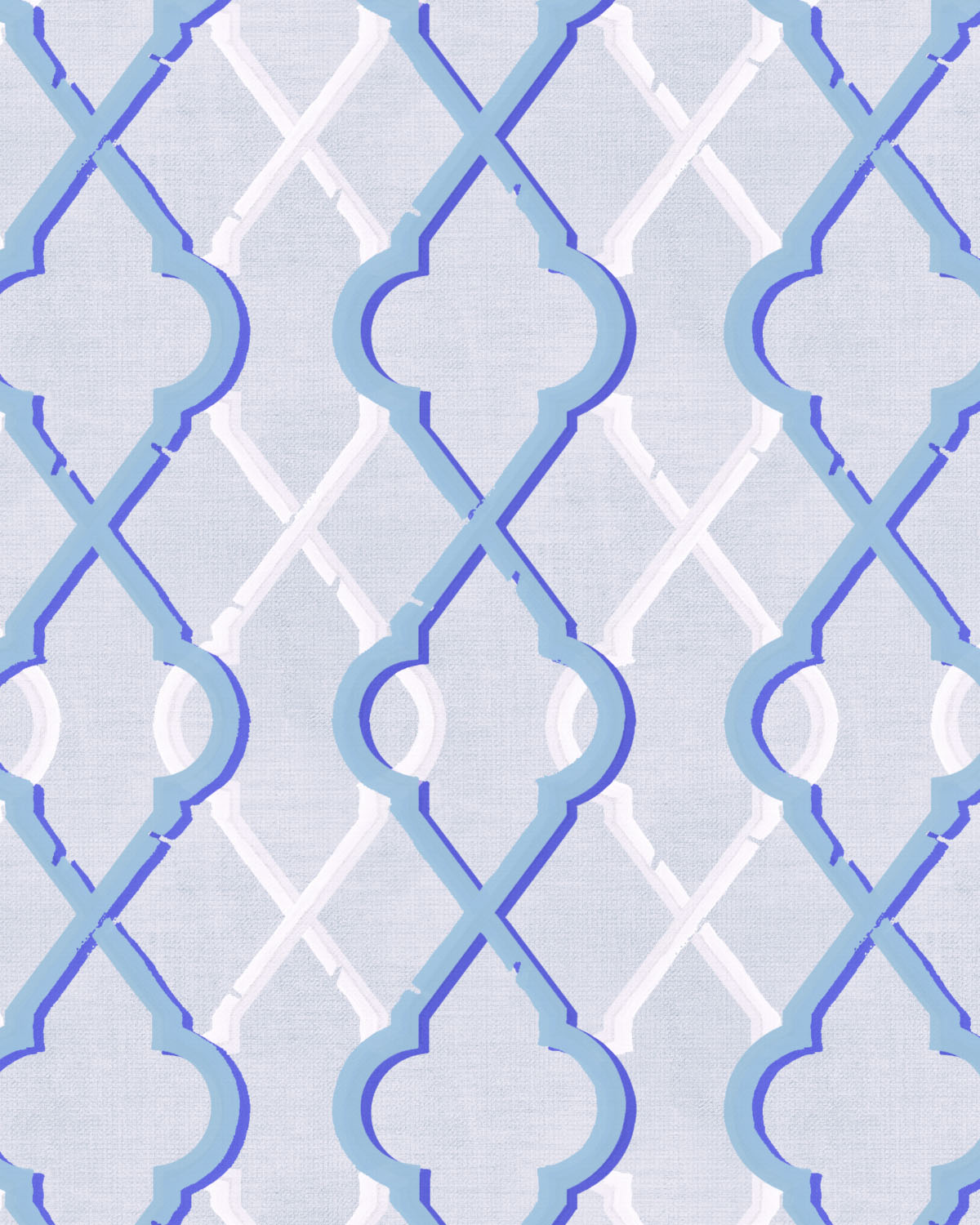 Painted Lattice in Cerulean Blue Wallpaper