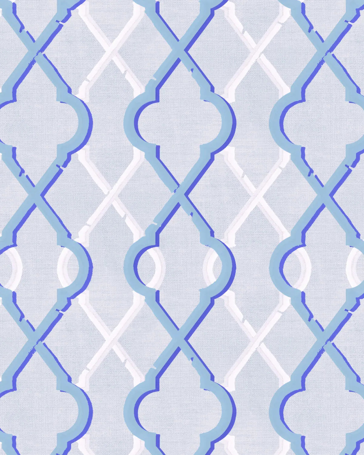 Painted Lattice in Cerulean Blue Wallpaper from Olive et Oriel where you can shop wallpaper and artworks online