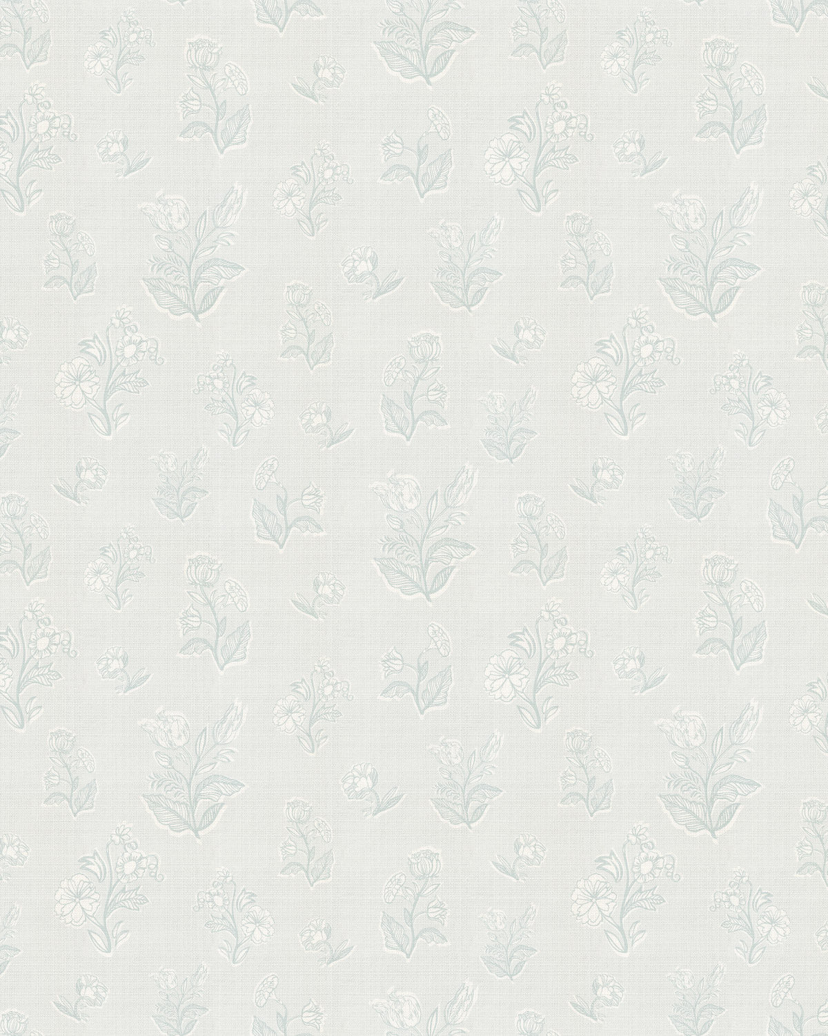 Flower Bed Posies in Light Blue Wallpaper