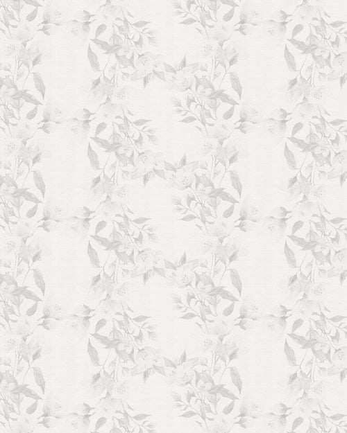 Calming Florals in Soft Grey Wallpaper
