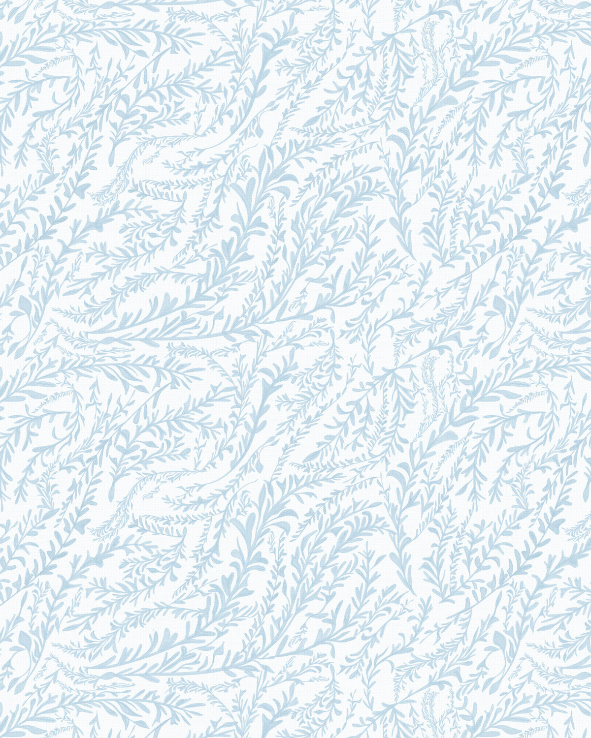 Hamptons Sea Leaves in Coastal Blue Wallpaper