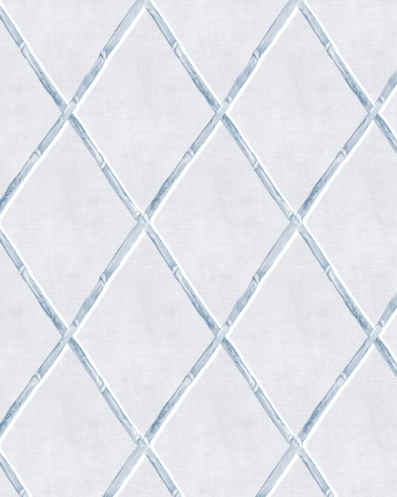 Bamboo Lattice in Coastal Blue Wallpaper from Olive et Oriel where you can shop wallpaper and artworks online