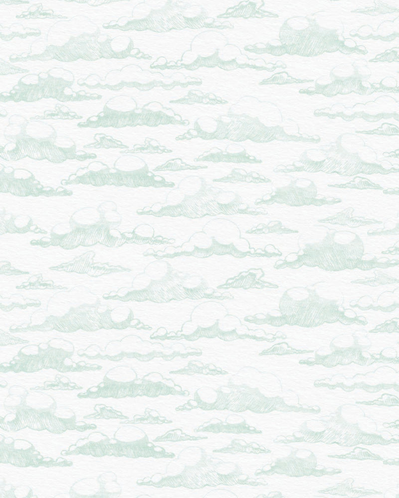 Cloudy Days in Sage Green Wallpaper