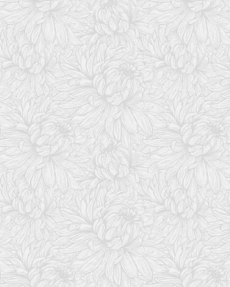 Chrysanthemum Flower Grey Wallpaper from Olive et Oriel where you can shop wallpaper and artworks online