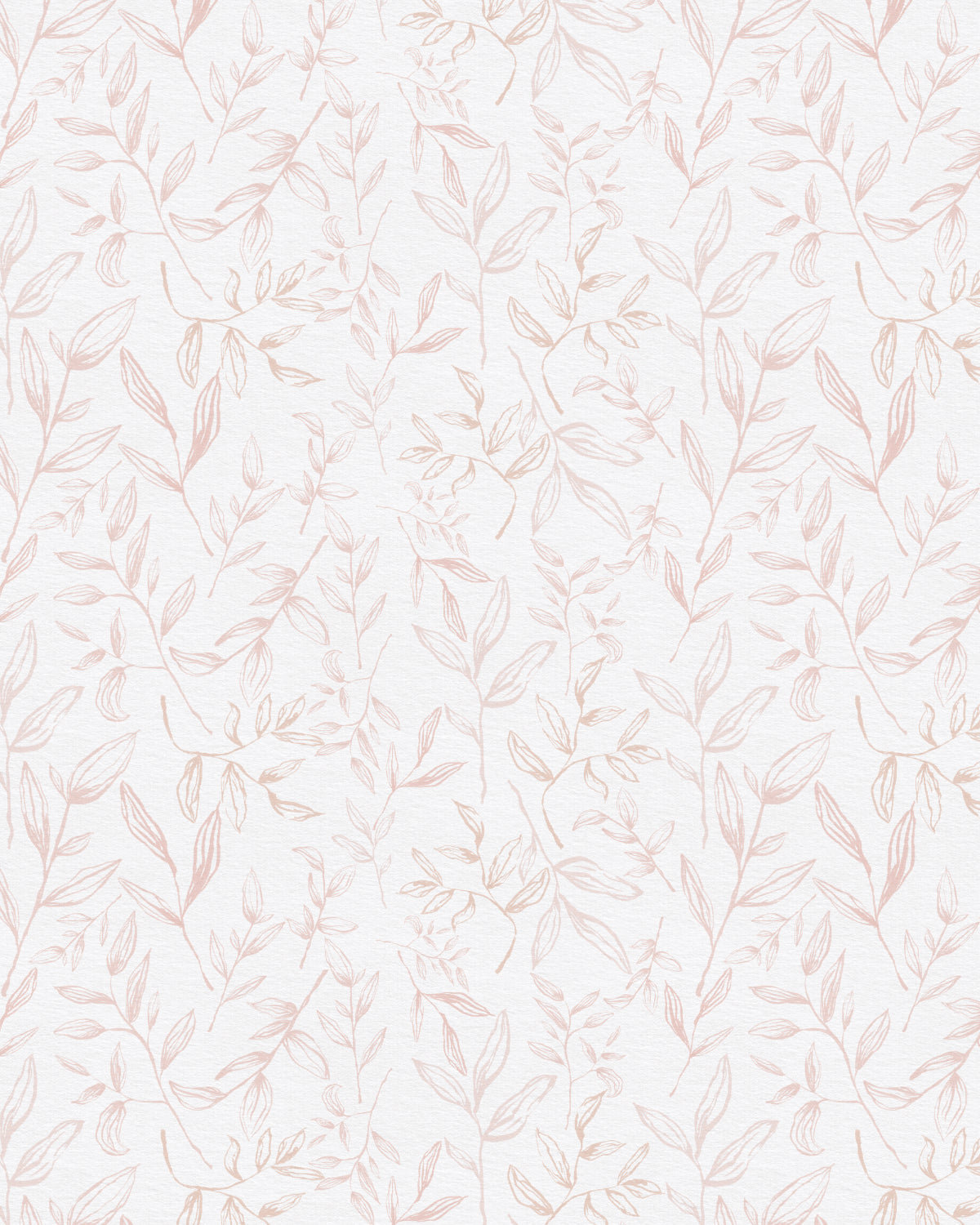 Falling Sketched Leaves in Soft Pink Wallpaper