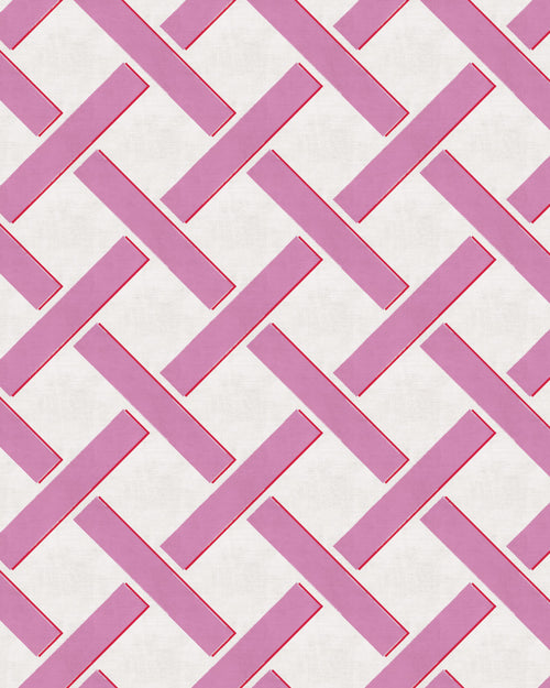 Criss Cross Lattice in Pink & White Wallpaper