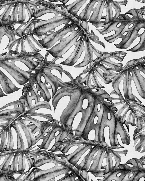 Falling Palm Leaves Black & White Wallpaper