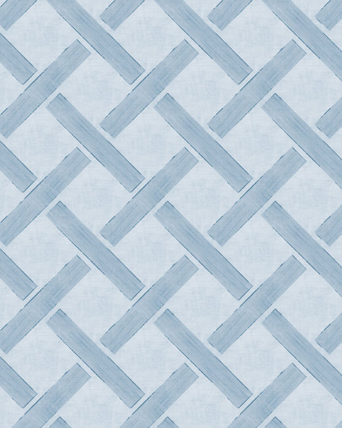 Criss Cross Lattice in Coastal Blue Wallpaper