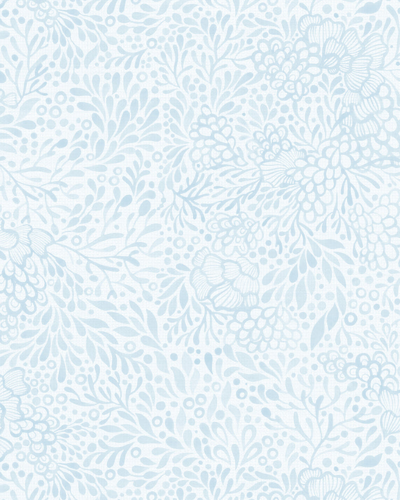 Watercolour Coral in Light Blue Wallpaper