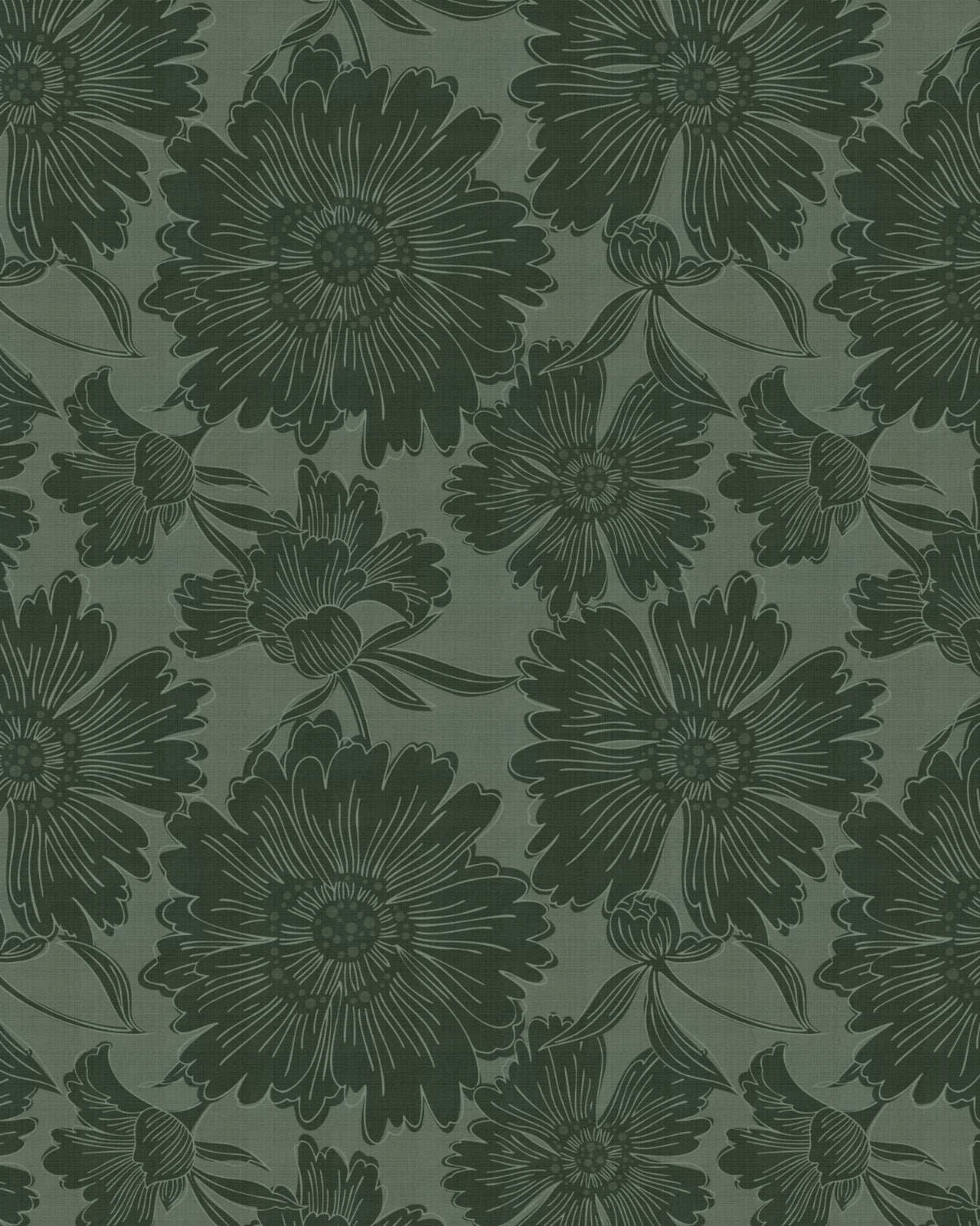 Luxe Country Floral Dark Green Wallpaper