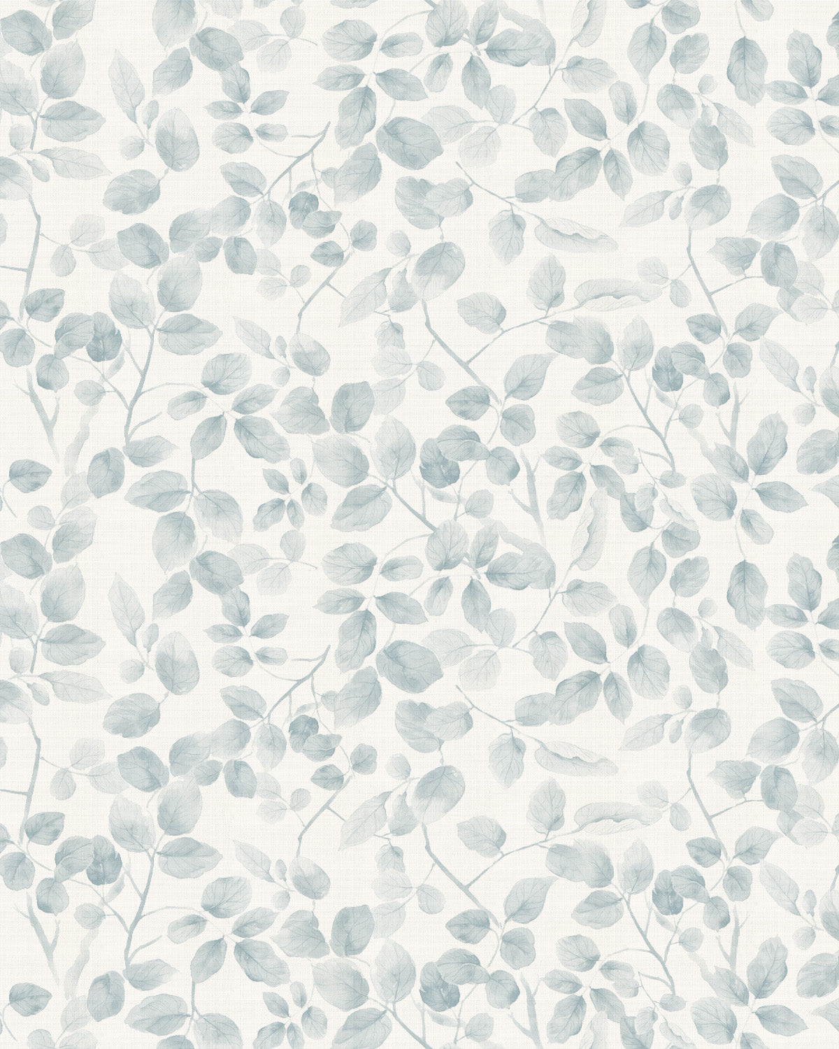 Leafy Country Foliage in Blue & White Wallpaper