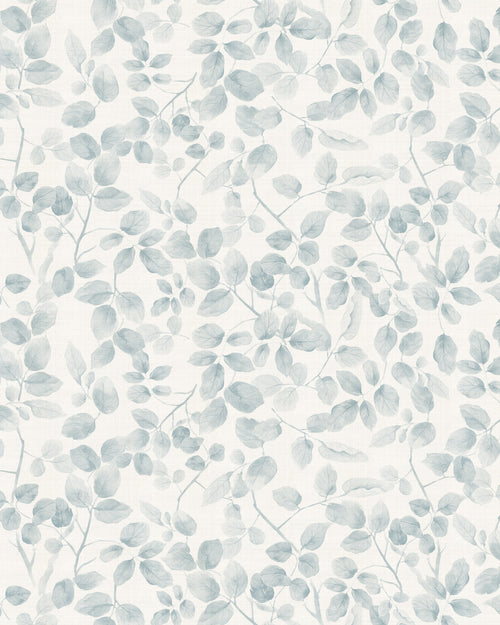 Leafy Country Foliage in Blue & White Wallpaper