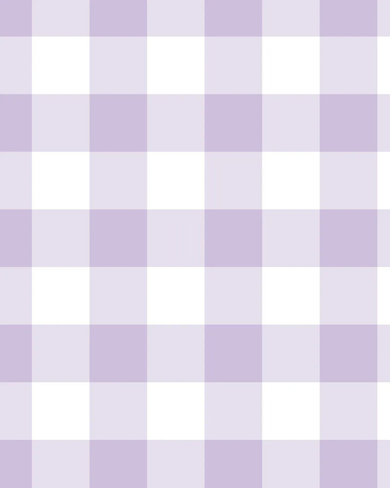 Medium Gingham Check Lilac Wallpaper from Olive et Oriel where you can shop wallpaper and artworks online