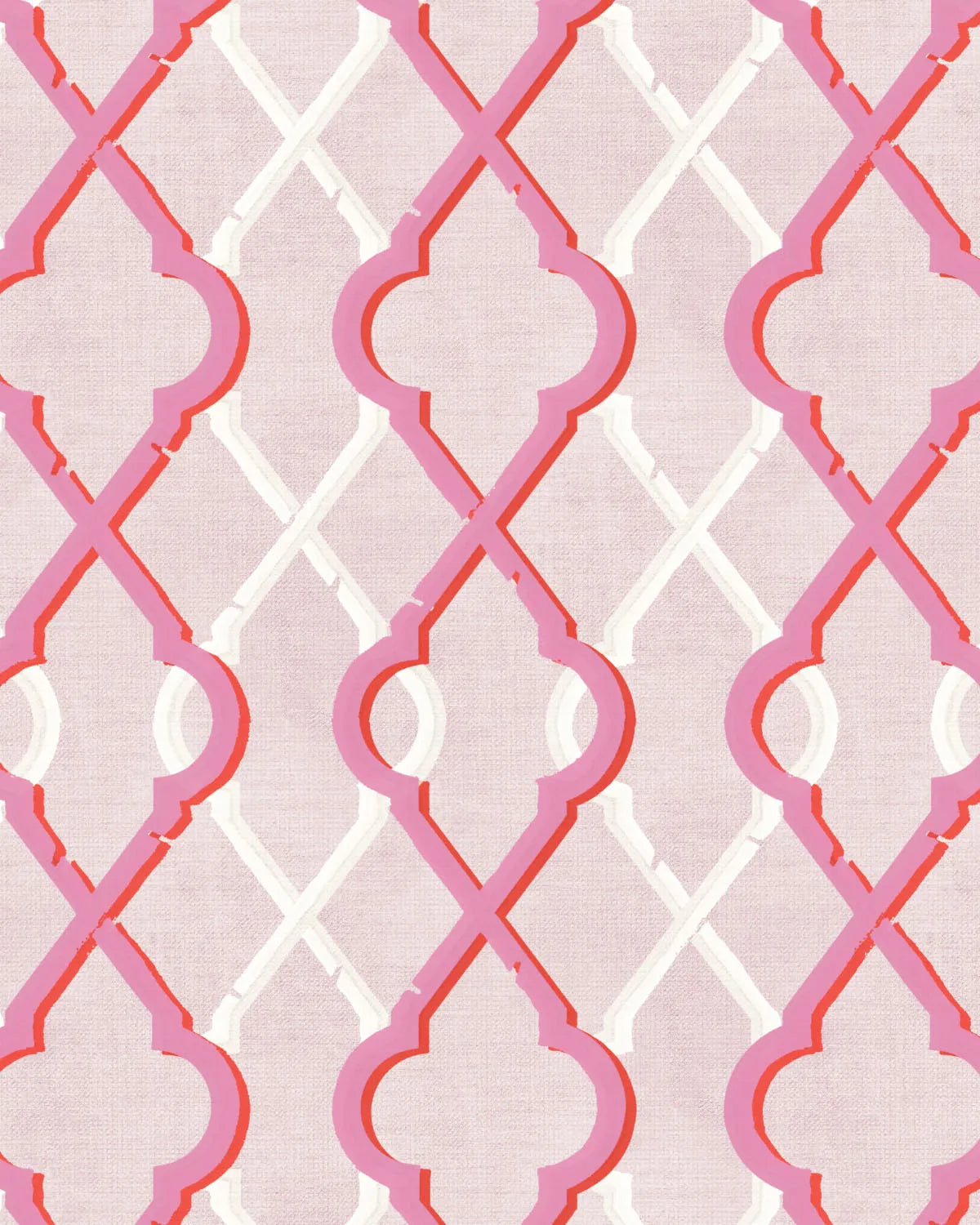 Painted Lattice in Hot Pink Wallpaper from Olive et Oriel where you can shop wallpaper and artworks online