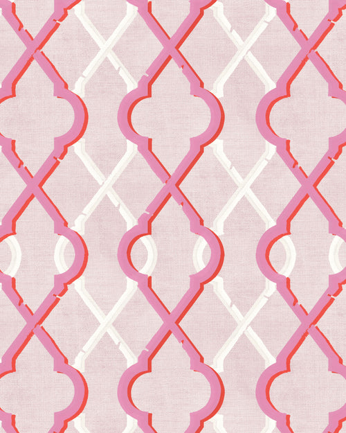 Painted Lattice in Hot Pink Wallpaper