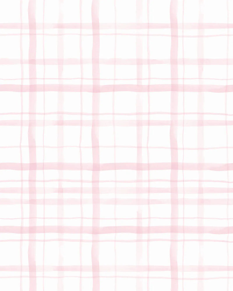 Watercolour Plaid Light Pink Wallpaper from Olive et Oriel where you can shop wallpaper and artworks online