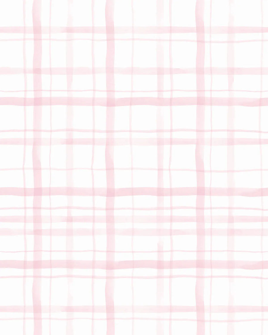 Watercolour Plaid Light Pink Wallpaper from Olive et Oriel where you can shop wallpaper and artworks online